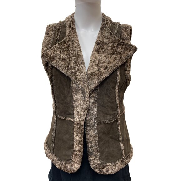 LAL Live a Little Women's Brown Leather Vest Size S SKU 1401 - Picture 1 of 4